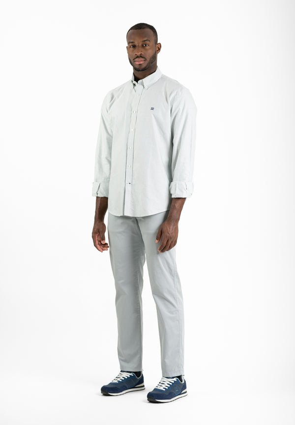 Camisa Manga Larga Oxford Rayas Verde Hierba