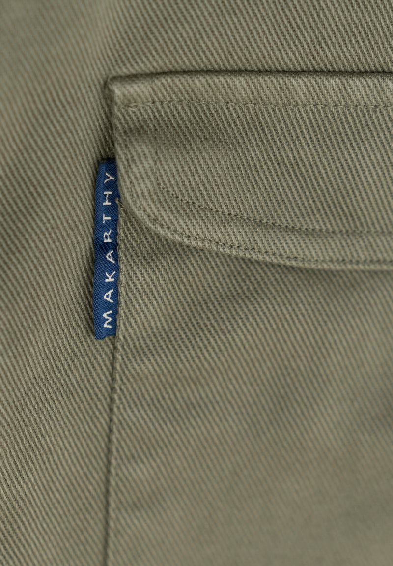 Sobrecamisa Sarga Remaches Verde Hierba