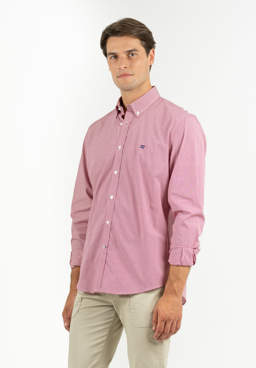 Gingham Button-Down Shirt (Reddish)
