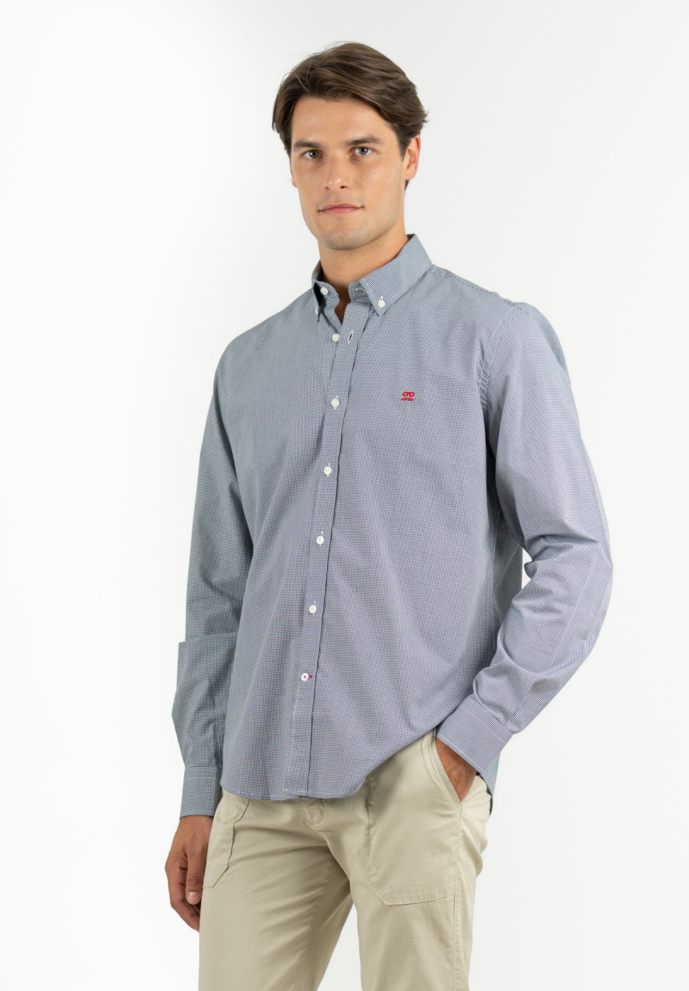 Navy Gingham Button Shirt