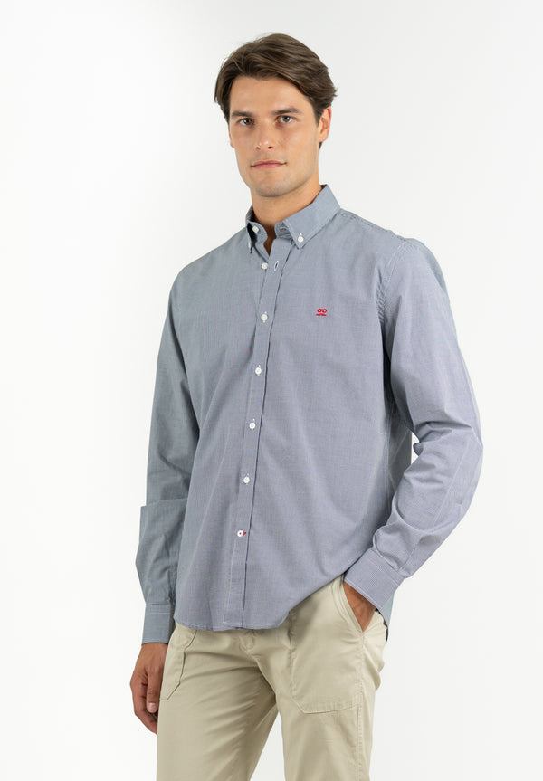 Camisa Vichy Botón Marino