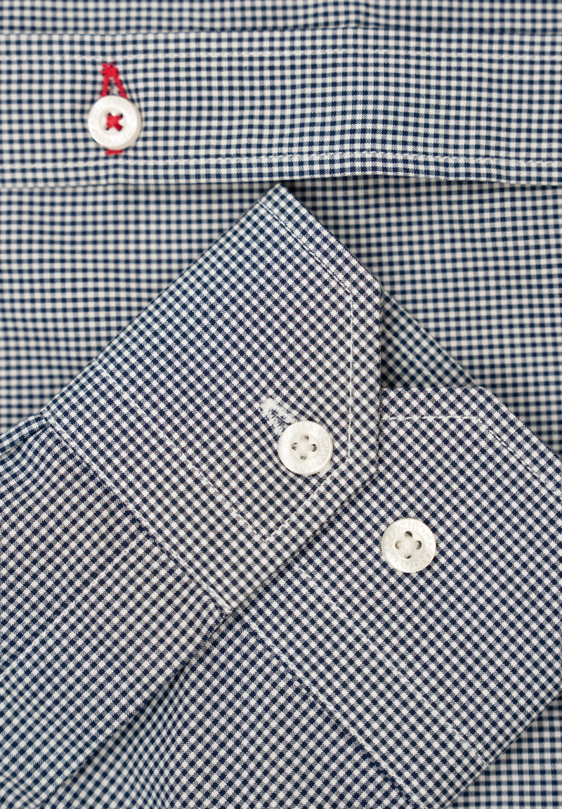 Camisa Vichy Botón Marino