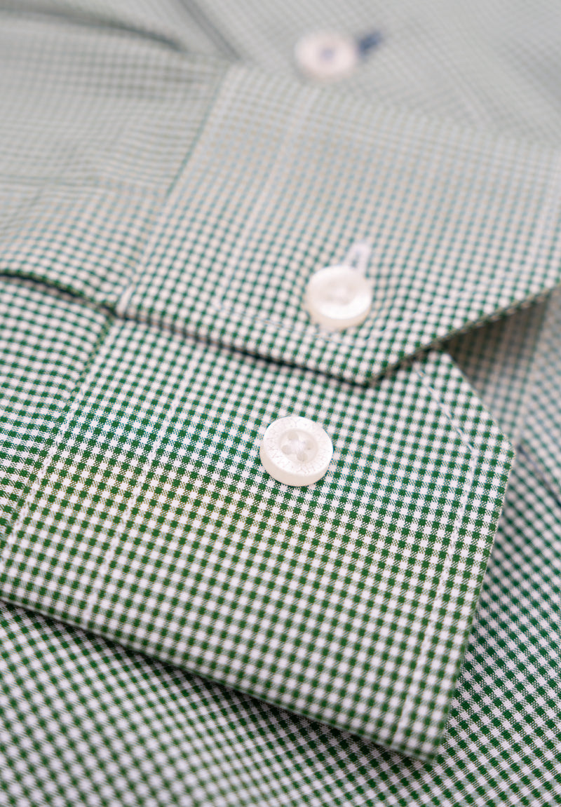 Camisa Vichy Botón Verde Hierba