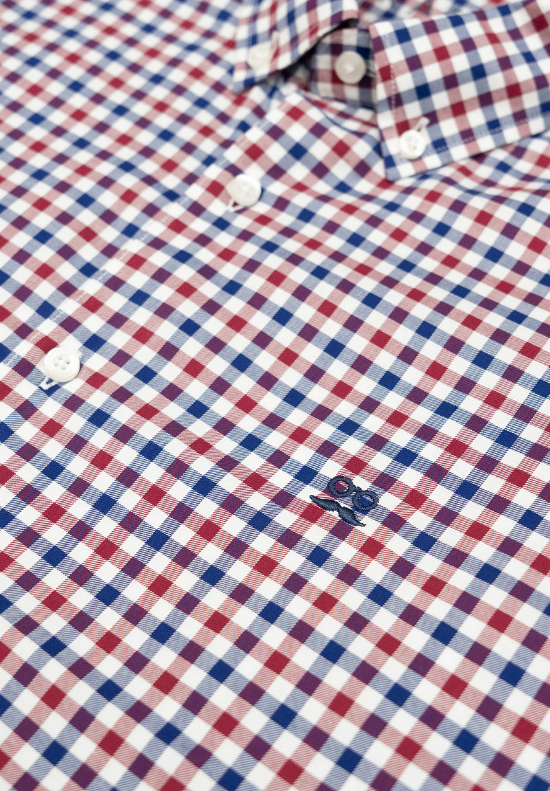 Camisa Manga Larga Cuadros Doble Burdeos