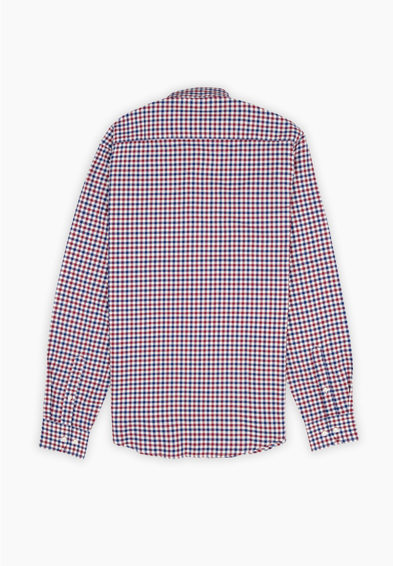 Camisa Manga Larga Cuadros Doble Burdeos