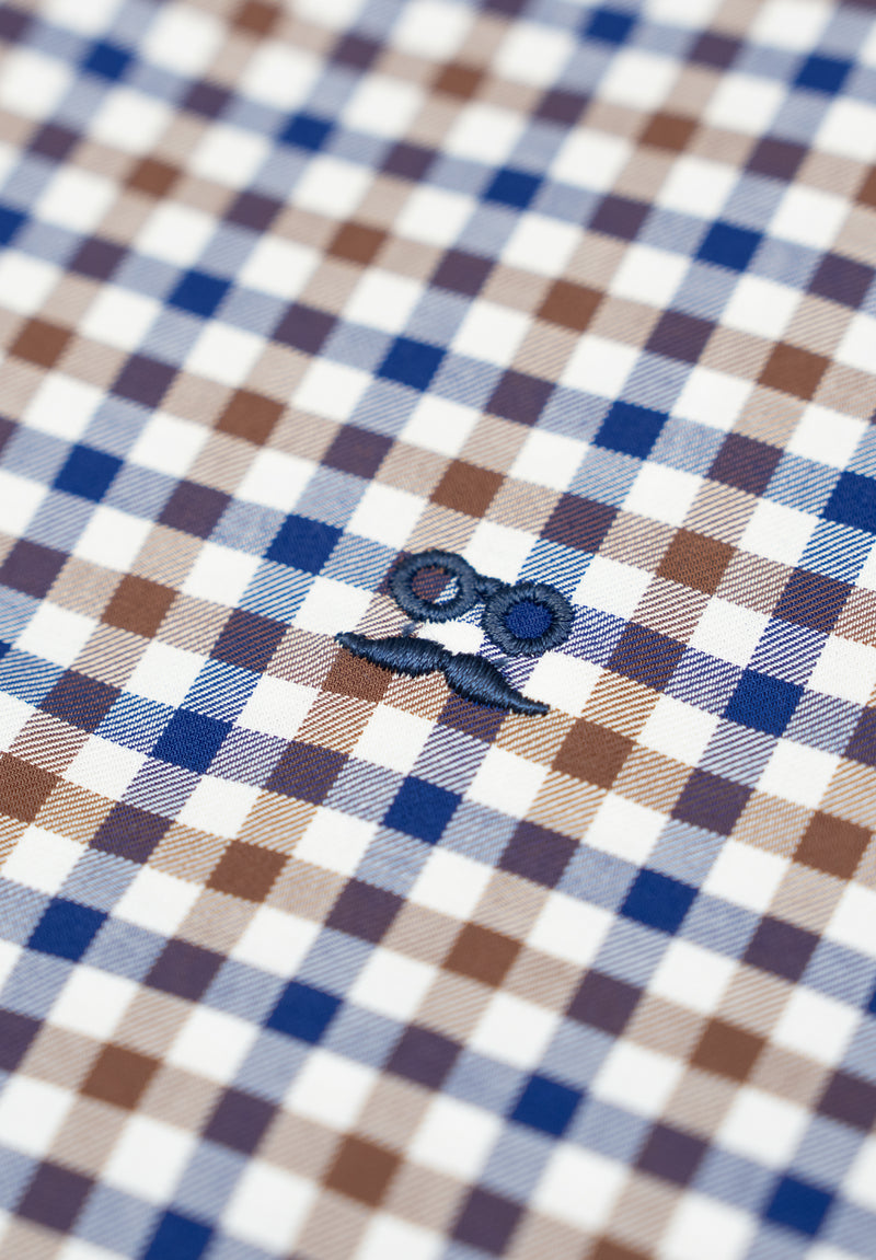 Camisa Manga Larga Cuadros Doble Marino