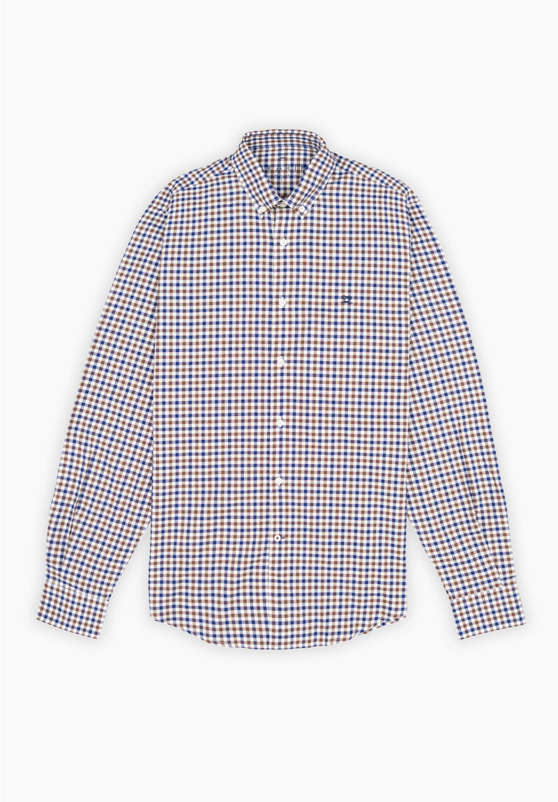 Camisa Manga Larga Cuadros Doble Marino