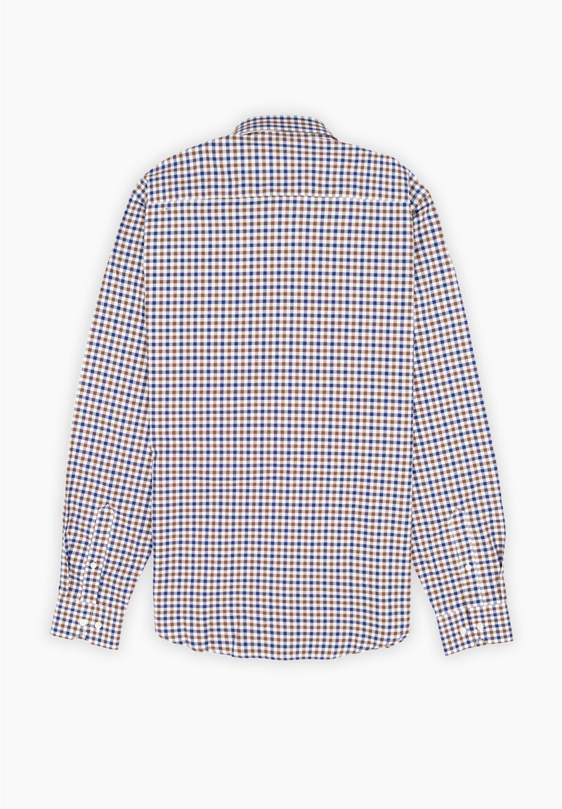Camisa Manga Larga Cuadros Doble Marino