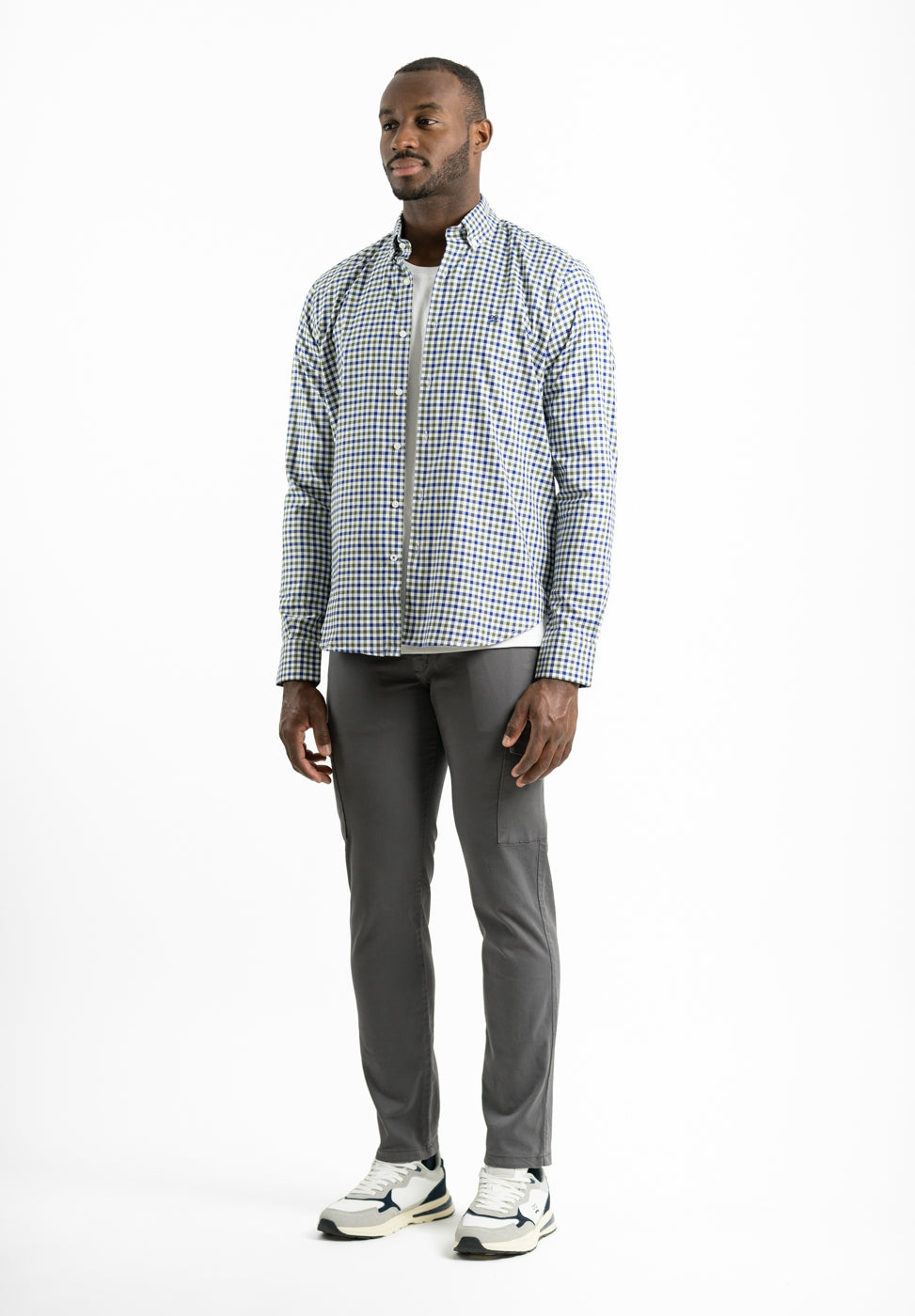 Double Plaid Grass Green Shirt