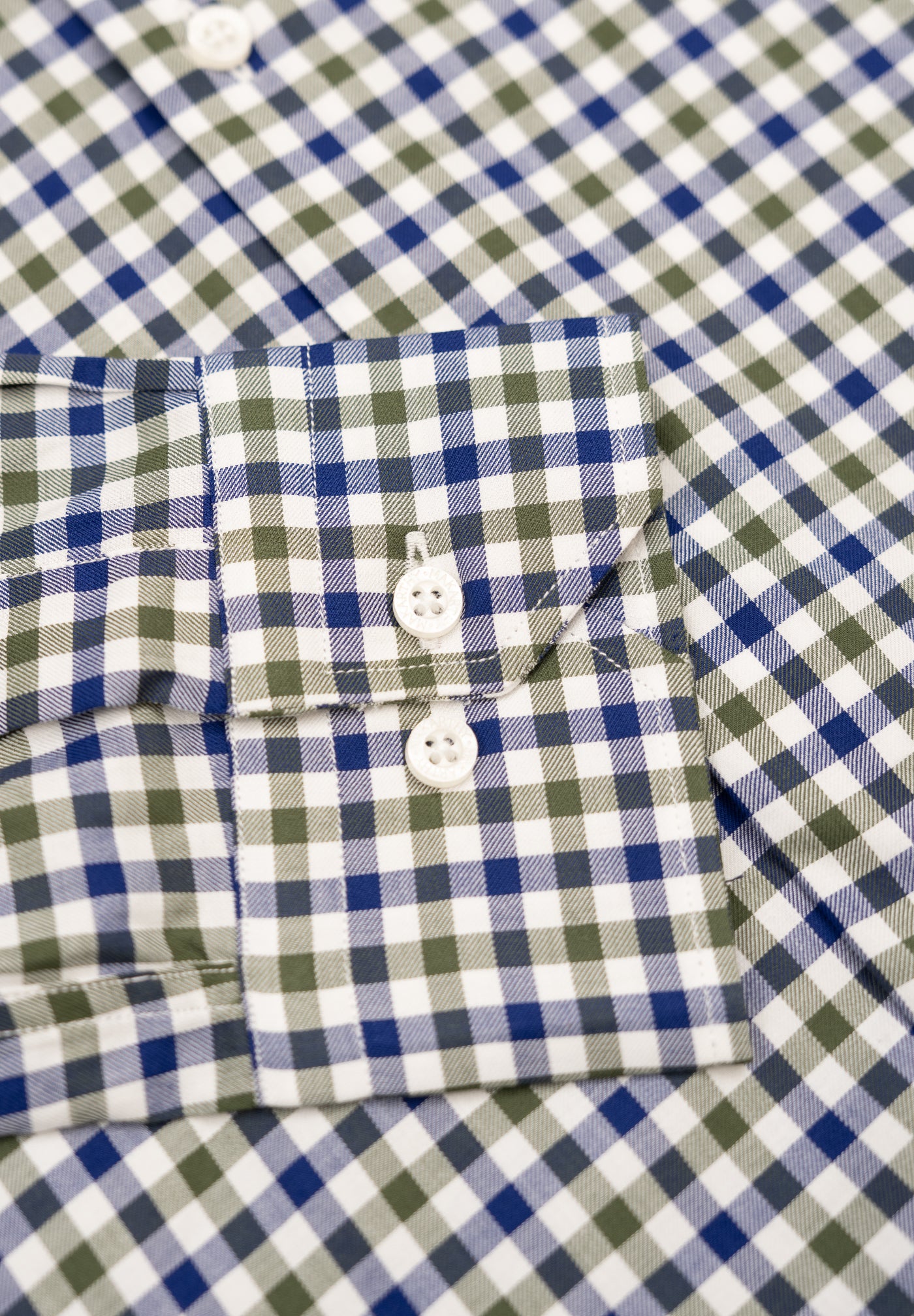 Double Plaid Grass Green Shirt