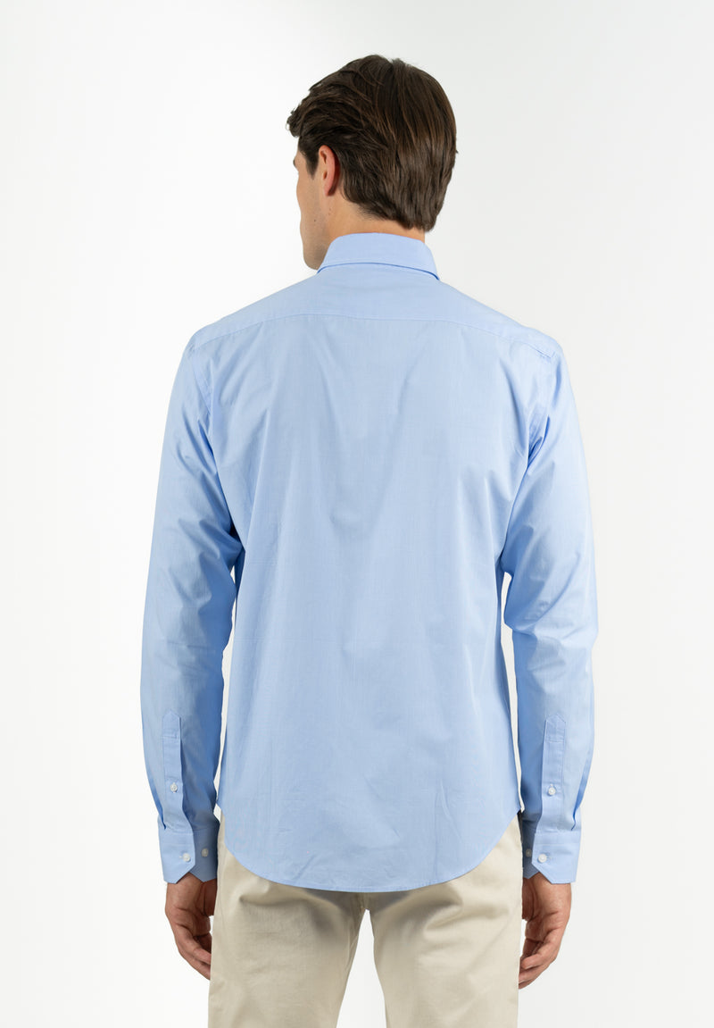 Camisa Regata Minicuadros Azul niebla