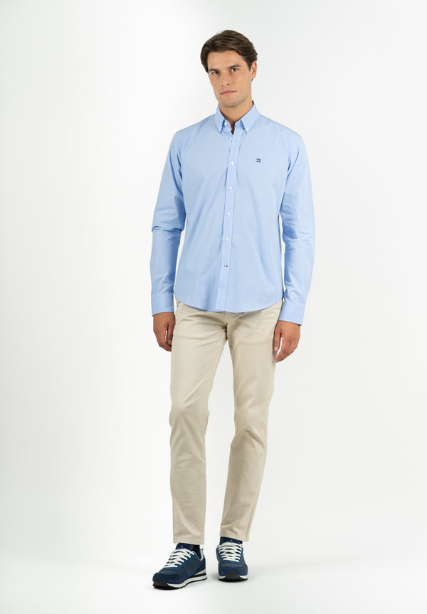 Camisa Regata Minicuadros Azul niebla
