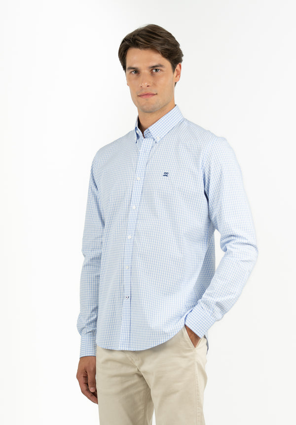 Camisa Regata Vichy Azul niebla