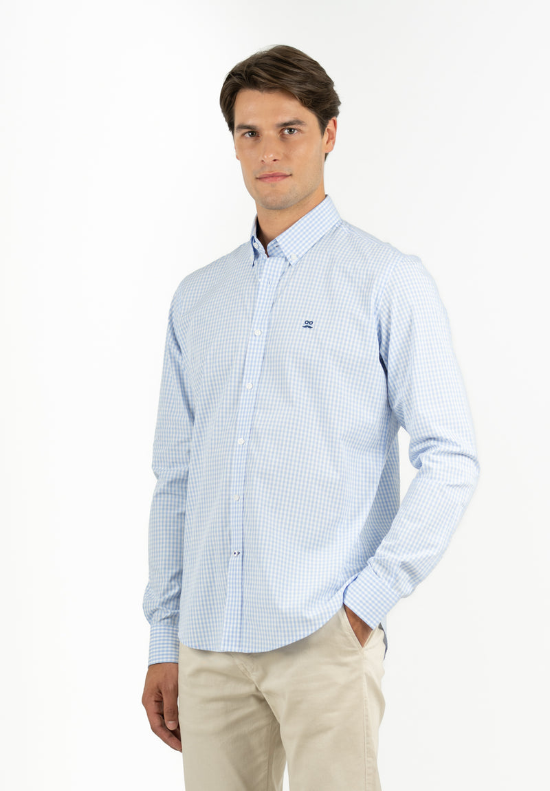 Camisa Regata Vichy Azul niebla