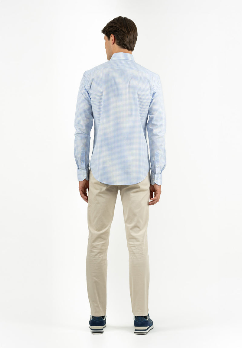Camisa Regata Vichy Azul niebla
