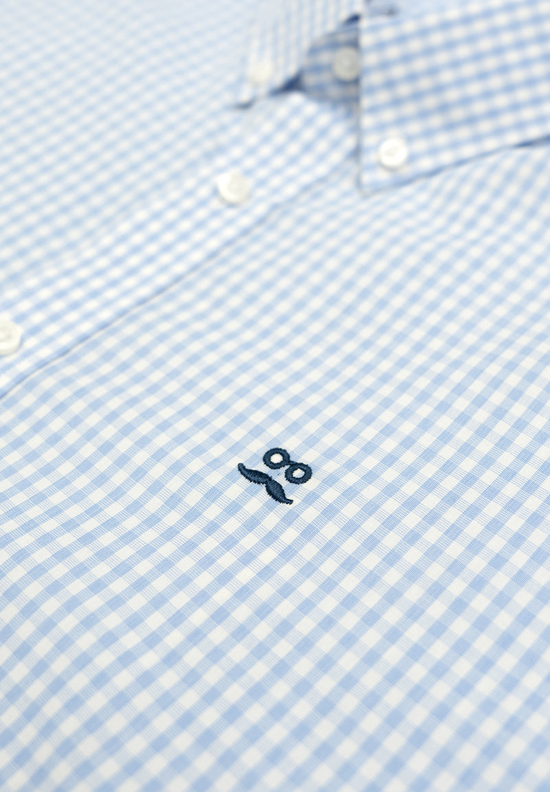 Camisa Regata Vichy Azul niebla