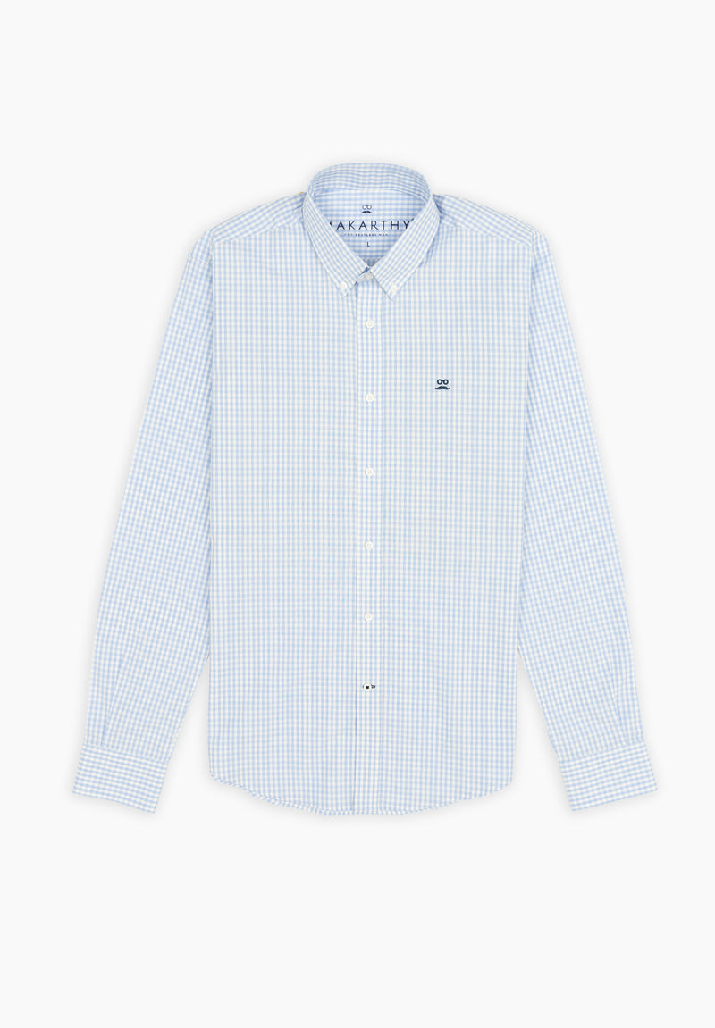 Camisa Regata Vichy Azul niebla
