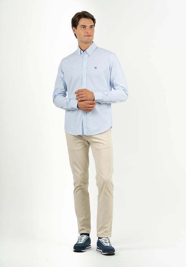 Camisa Regata Vichy Azul niebla