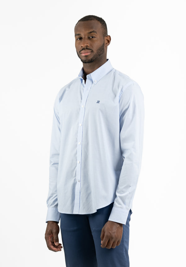 Camisa Manga Larga Lisa College Azul Niebla