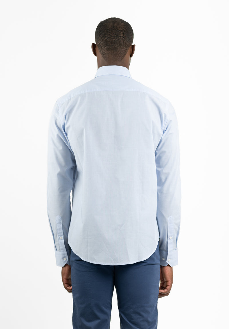 Camisa Manga Larga Lisa College Azul Niebla