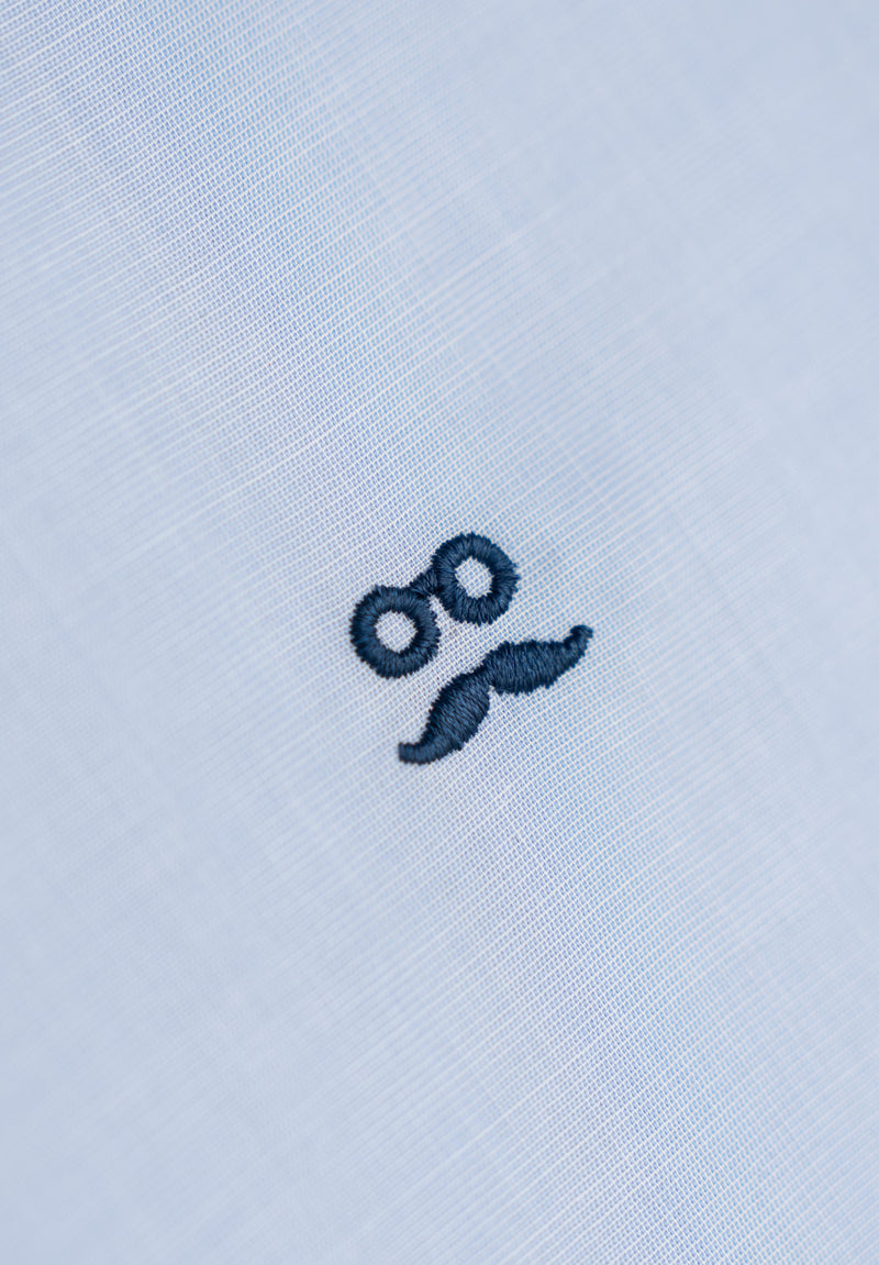 Camisa Manga Larga Lisa College Azul Niebla