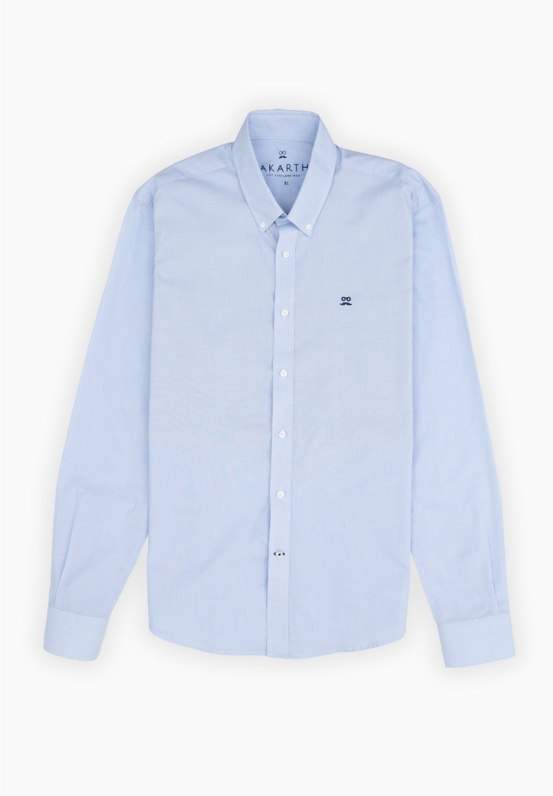 Camisa Manga Larga Lisa College Azul Niebla