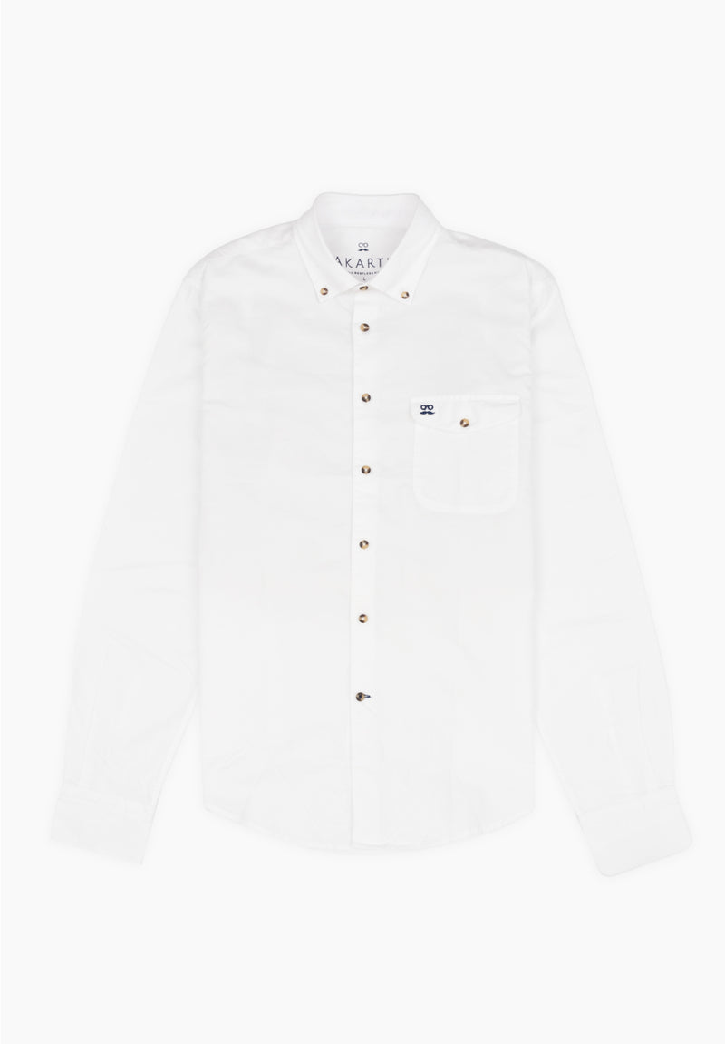 Camisa Pin Point Botón Blanco