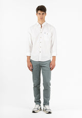 Camisa Pin Point Botón Blanco