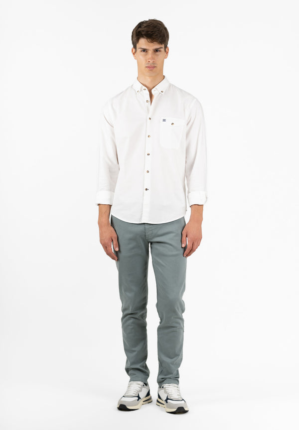 Camisa Pin Point Botón Blanco