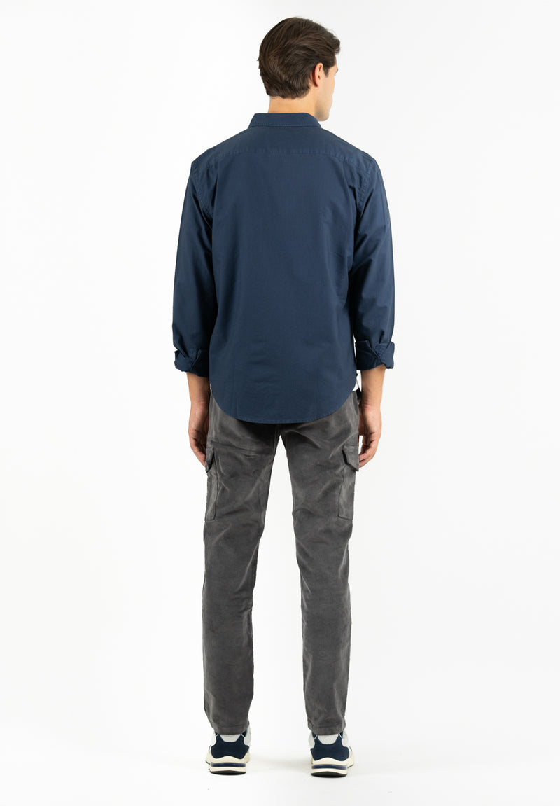 Camisa Pin Point Botón Marino