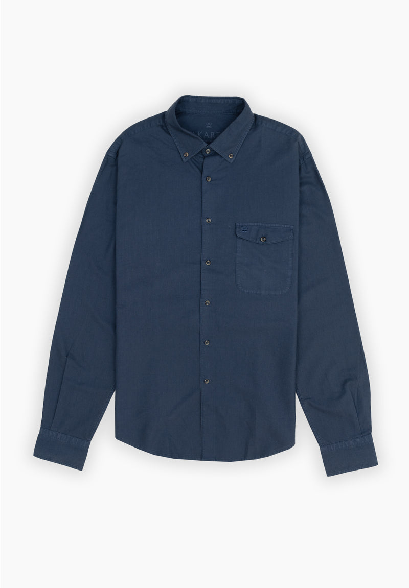 Camisa Pin Point Botón Marino