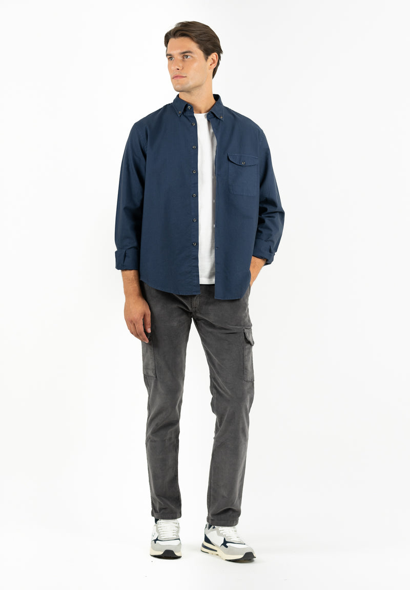 Camisa Pin Point Botón Marino