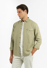 Camisa Pin Point Botón Kaki