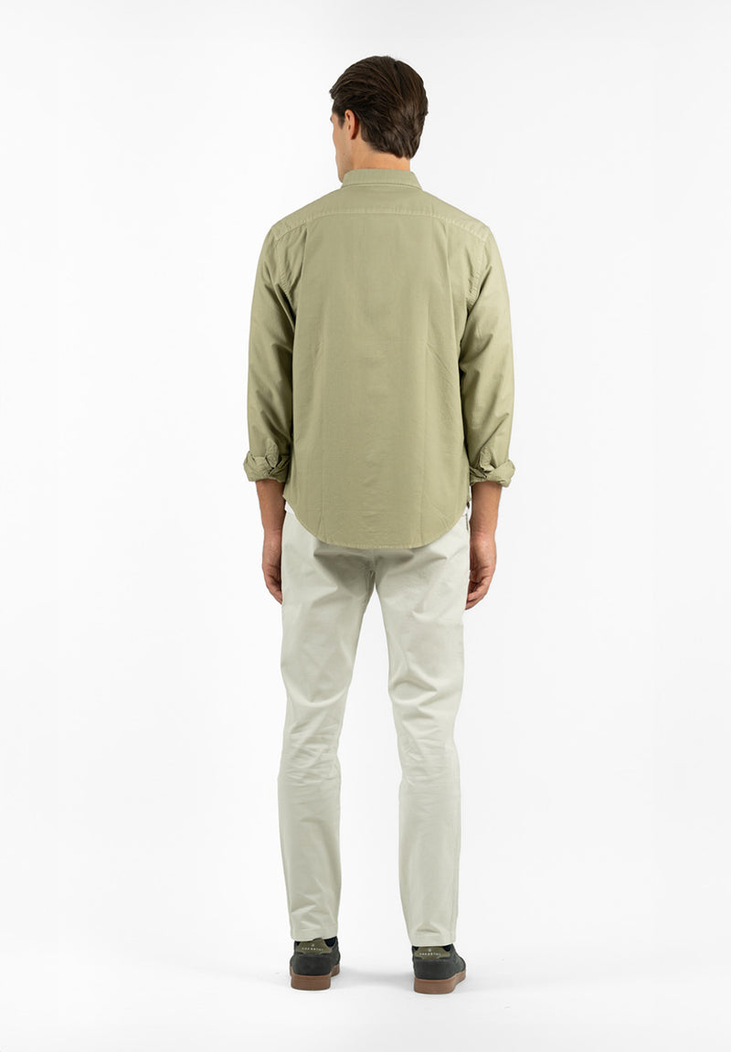 Camisa Pin Point Botón Kaki