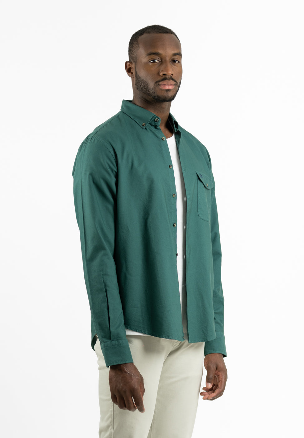Grass Green Pin Point Button-Down Shirt