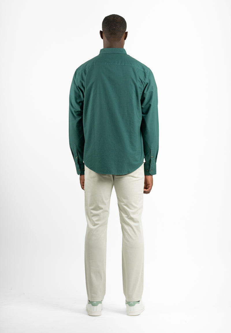 Camisa Pin Point Botón Verde Hierba