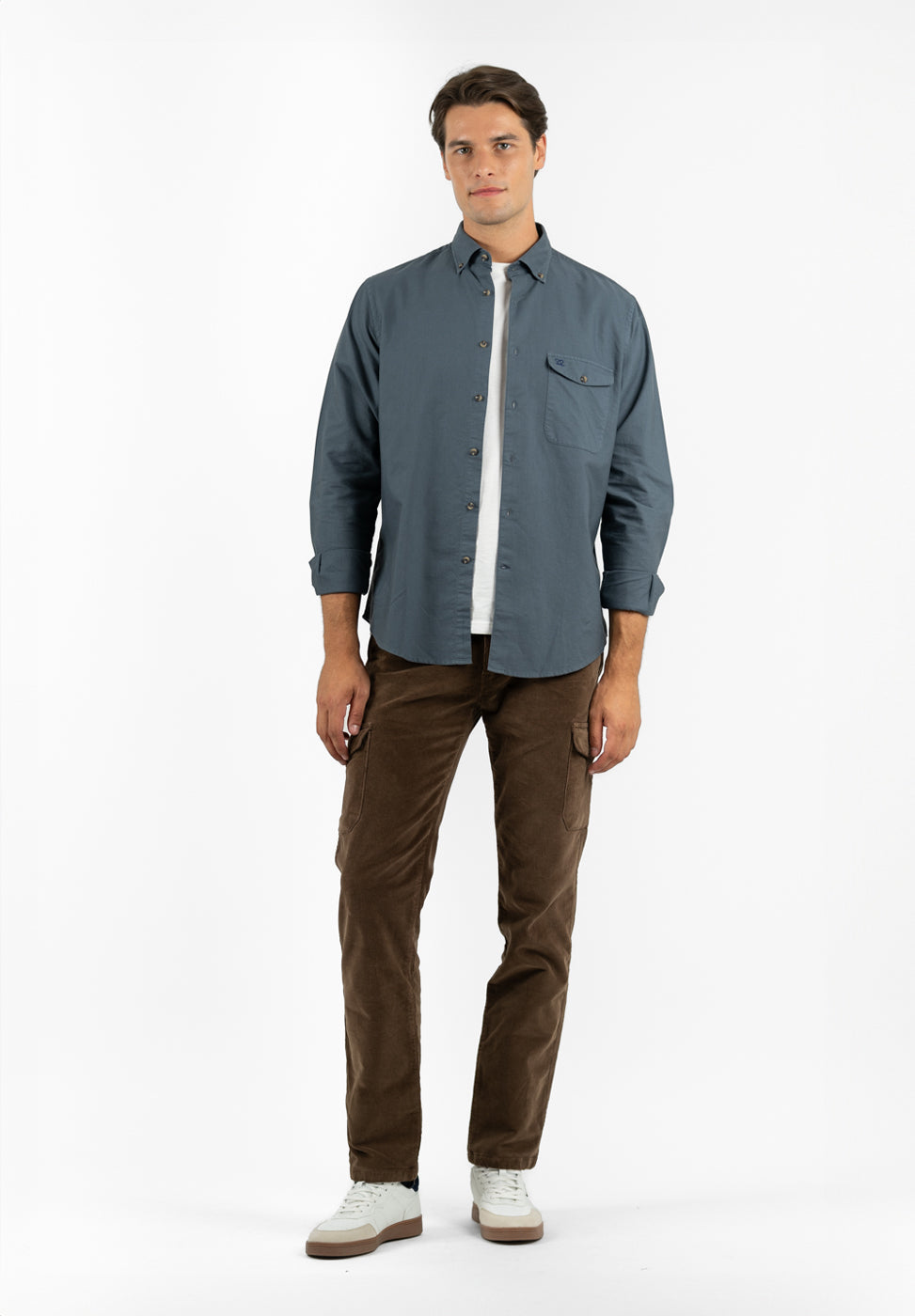 Gray Button-Down Pinpoint Shirt