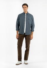 Camisa Pin Point Botón Gris