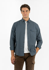 Camisa Pin Point Botón Gris