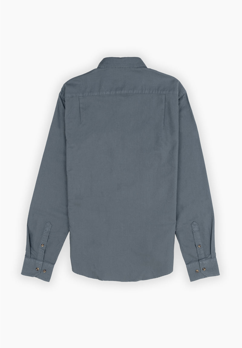 Camisa Pin Point Botón Gris