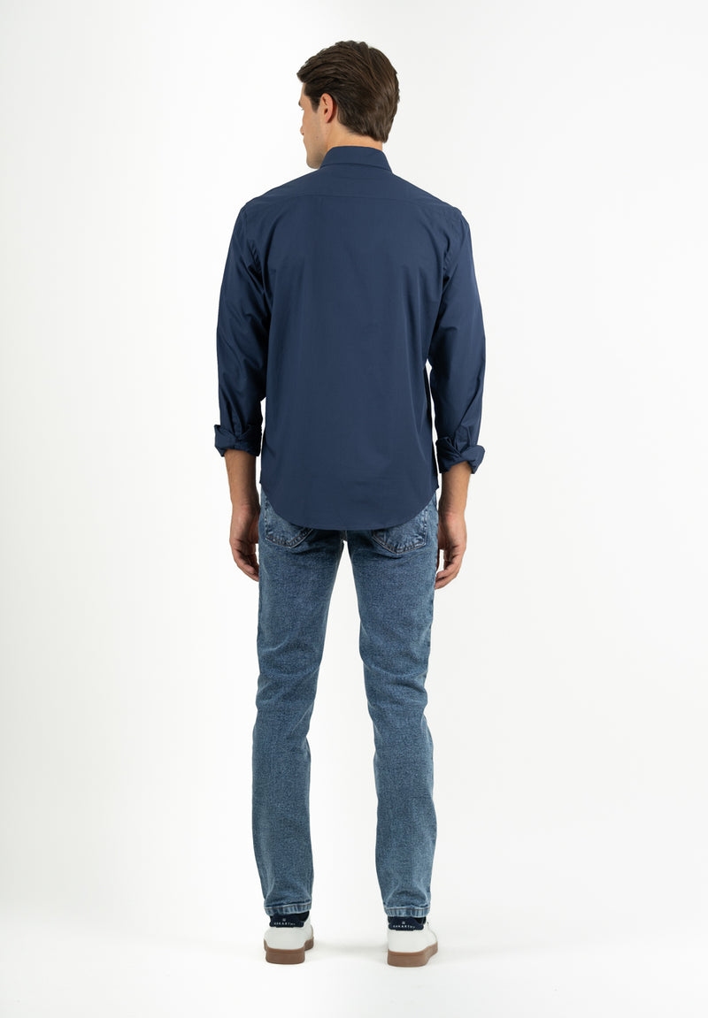 Camisa Lisa Poplin Marino