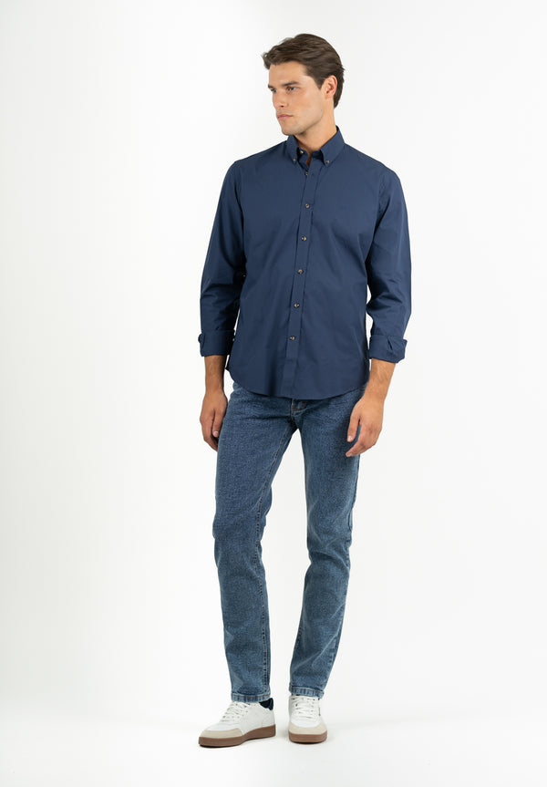 Camisa Lisa Poplin Marino