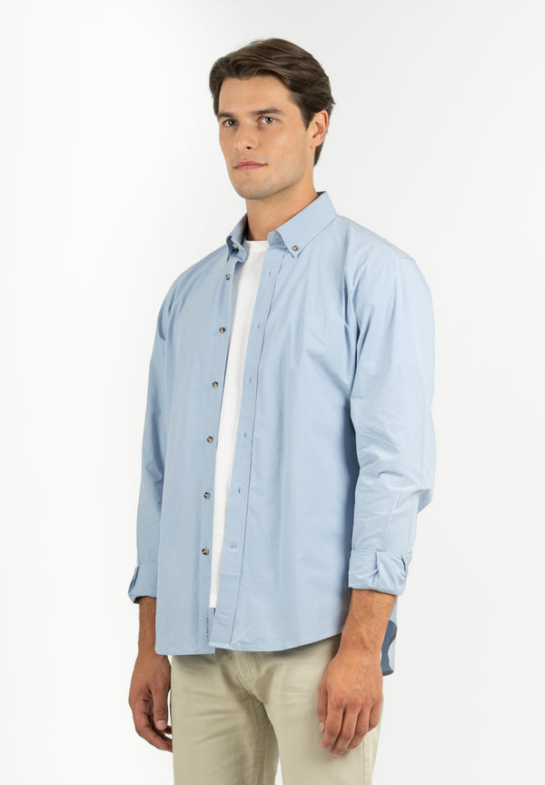 Camisa Lisa Poplin Añil