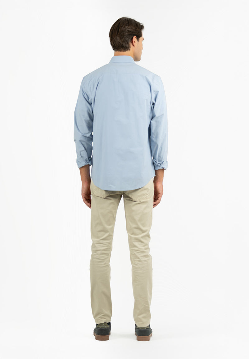 Camisa Lisa Poplin Añil