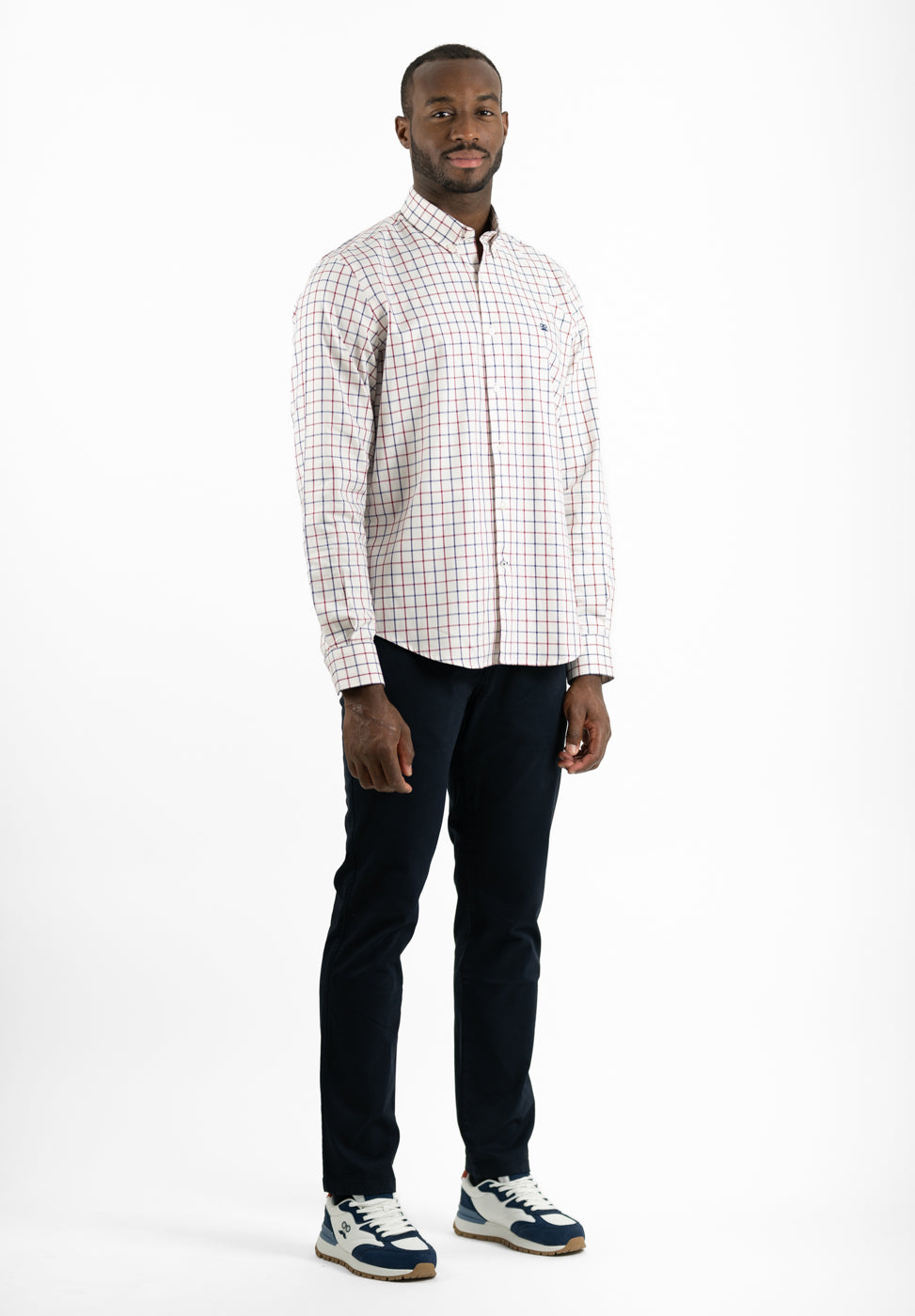 Beige Oxford Plaid Shirt