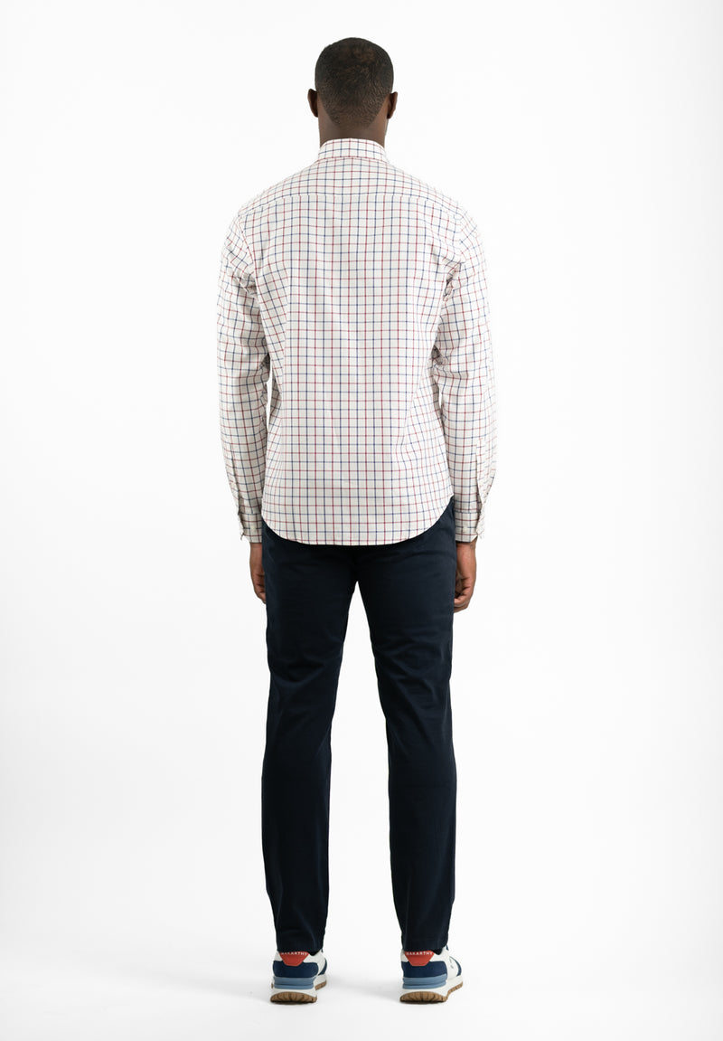 Camisa Manga Larga Cuadros Oxford Beige