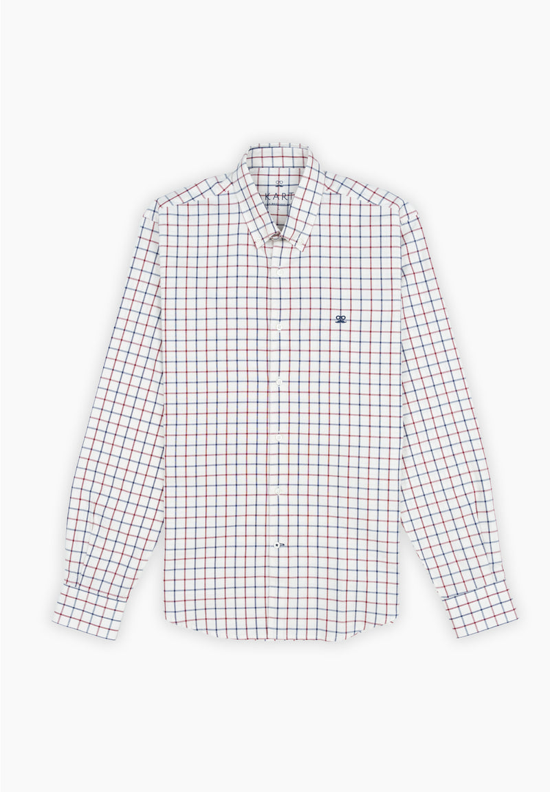 Camisa Manga Larga Cuadros Oxford Beige