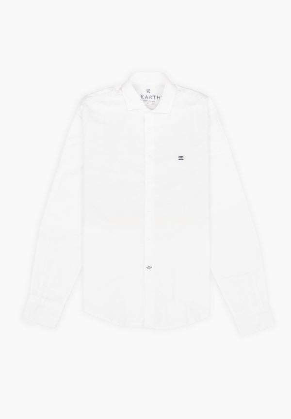 Camisa Manga Larga Pin Point Italiano Blanco