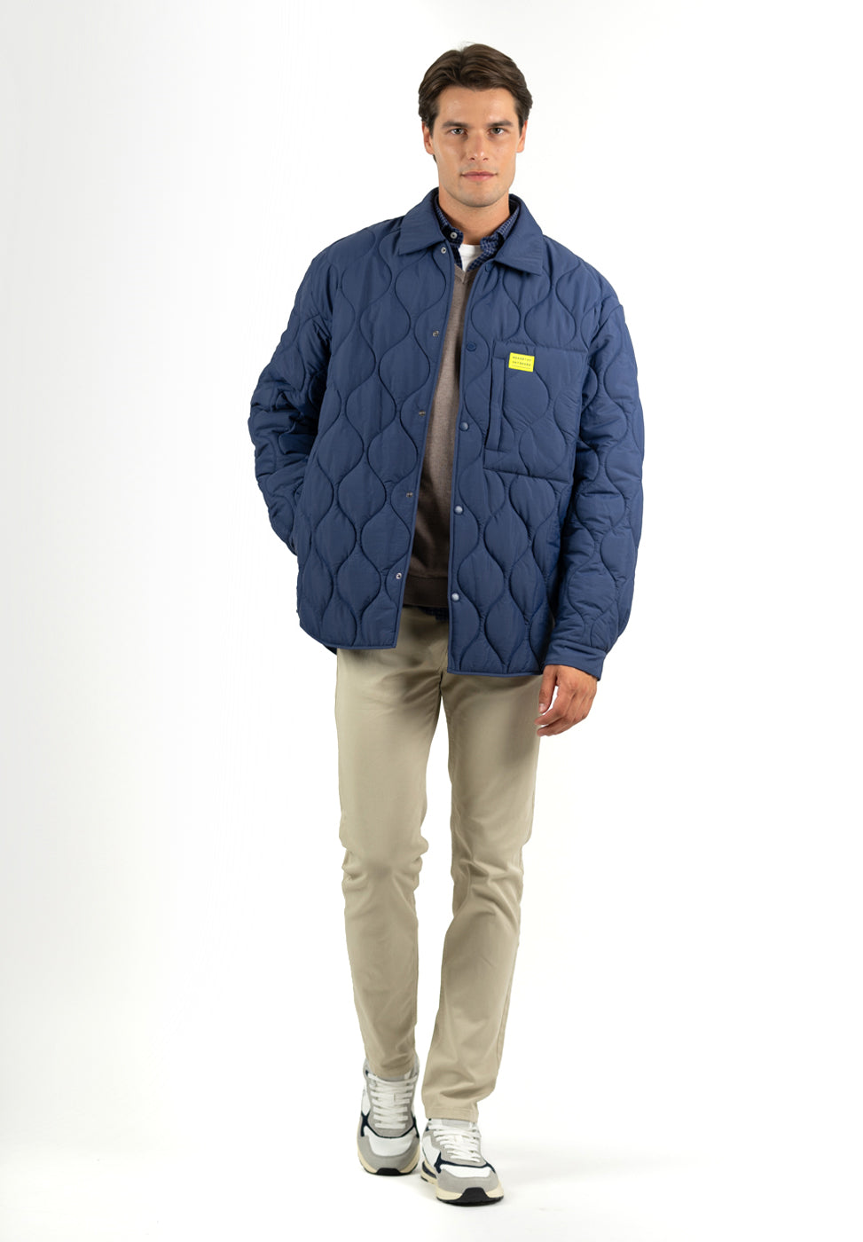 Navy Quilted Cable Knit Parka