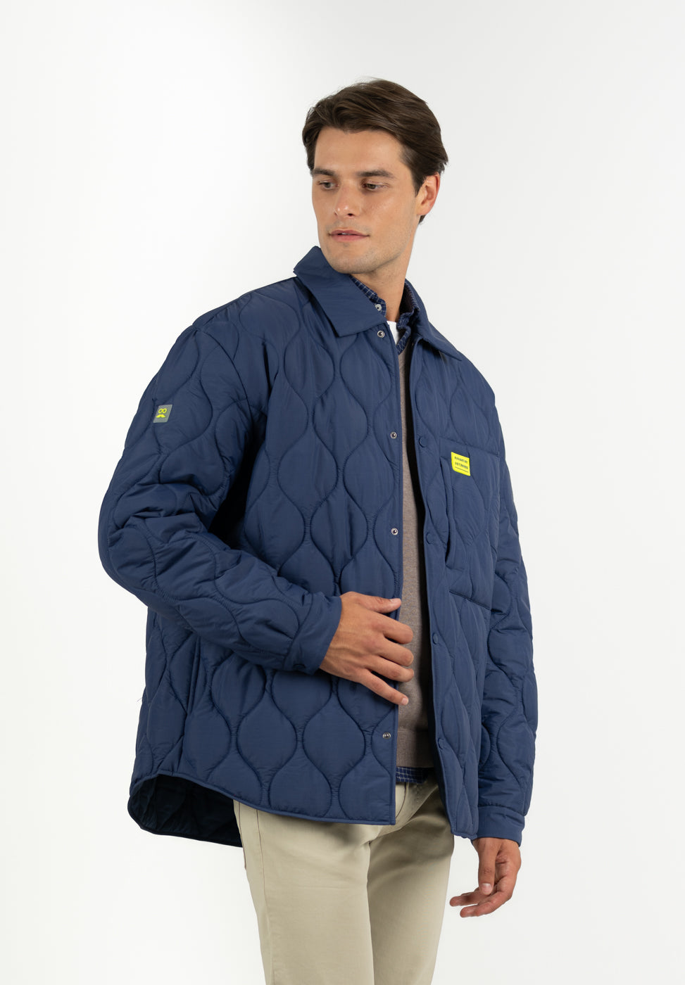 Navy Quilted Cable Knit Parka
